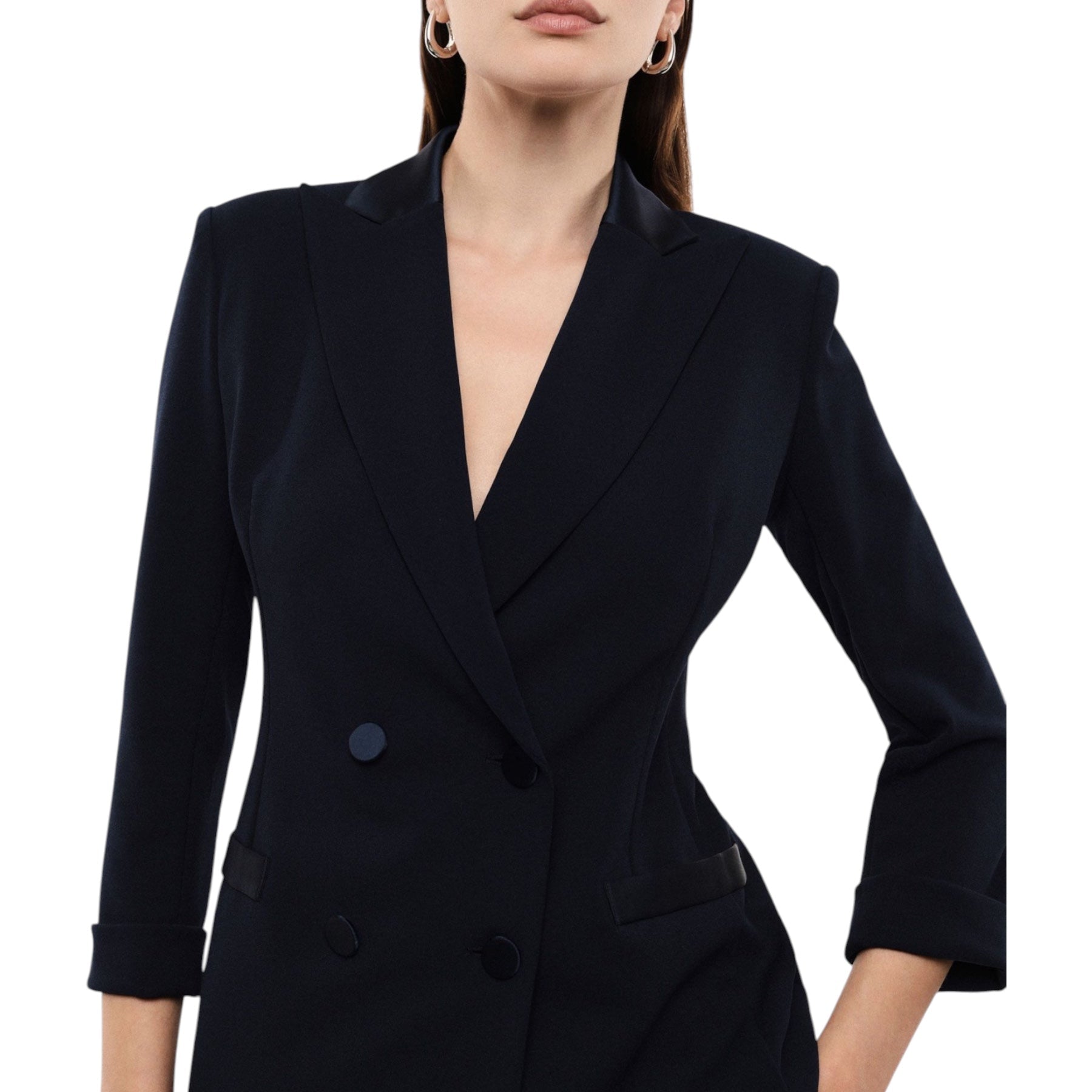 Blazer doppiopetto con maniche tre quarti donna blu imperial