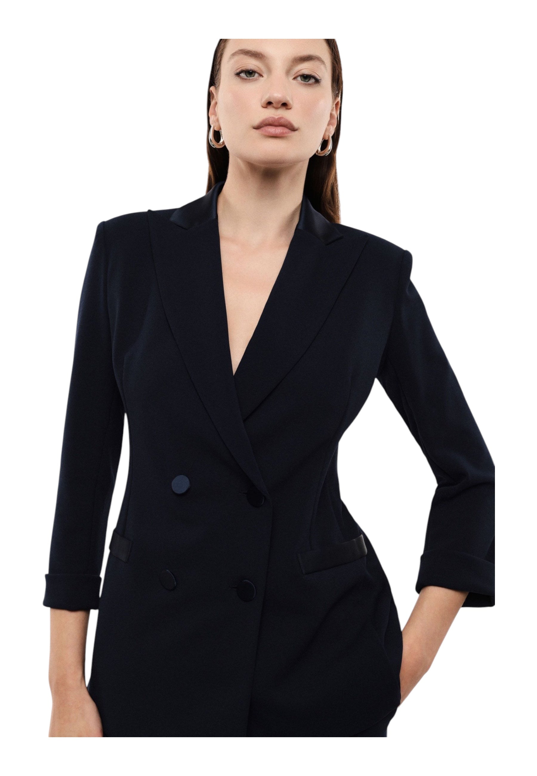 Blazer doppiopetto con maniche tre quarti donna blu imperial
