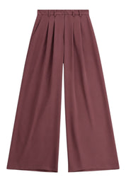 Pantaloni palazzo a vita alta con pinces Donna Bordeaux PLEASE