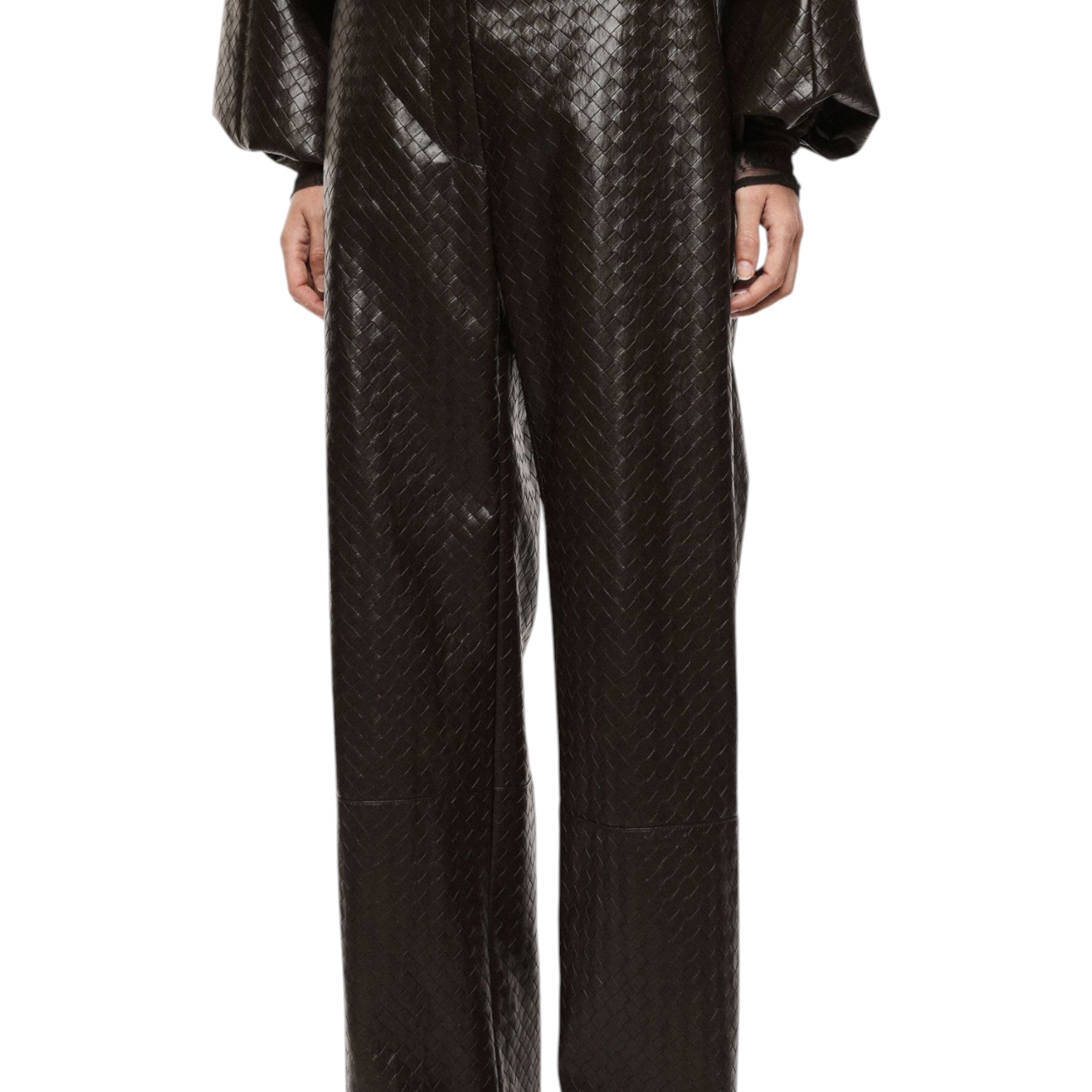 Pantaloni palazzo stampati vita alta donna marrone imperial