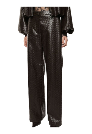 Pantaloni palazzo stampati vita alta donna marrone imperial
