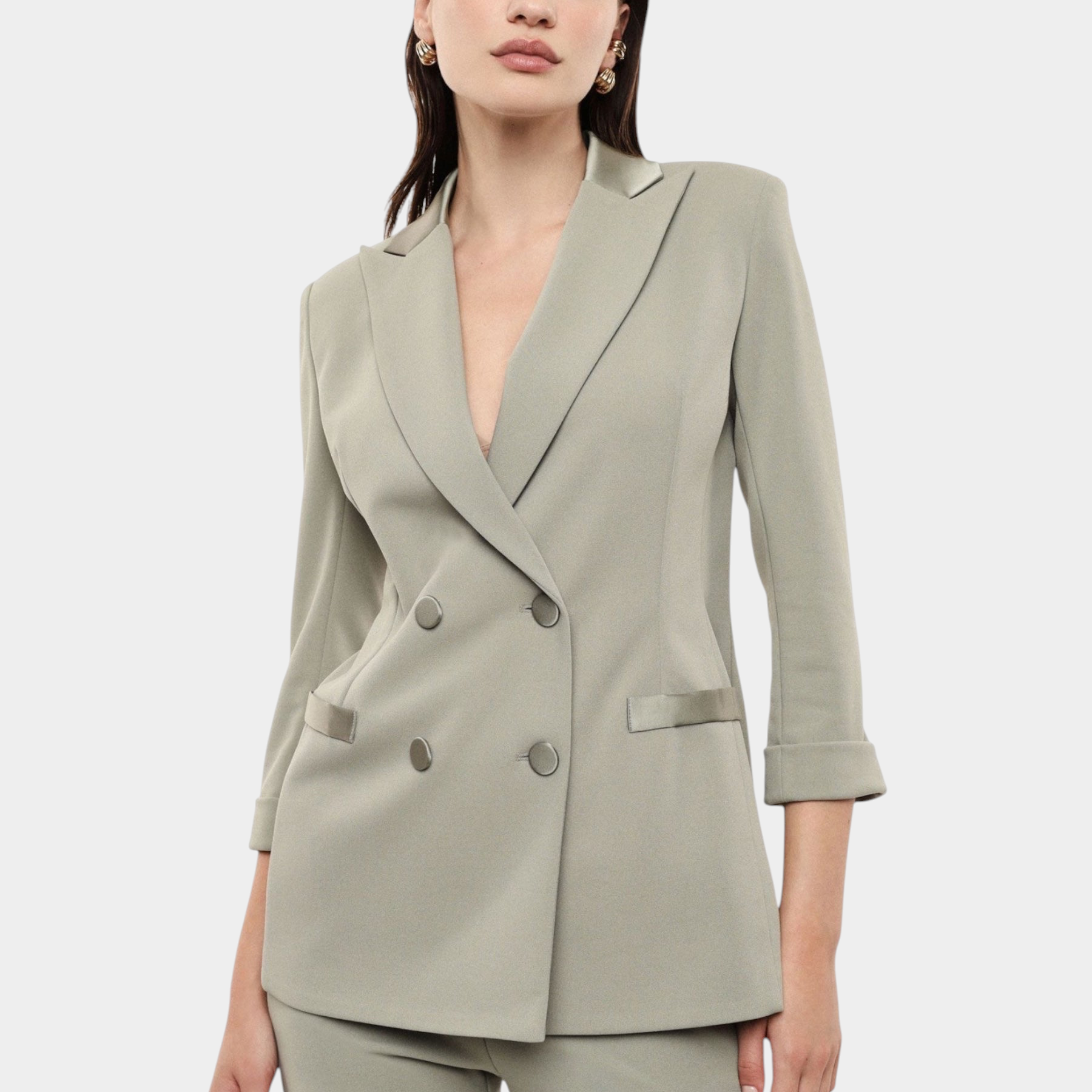 Blazer doppiopetto con maniche tre quarti donna verde imperial