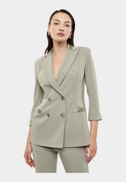 Blazer doppiopetto con maniche tre quarti donna verde imperial