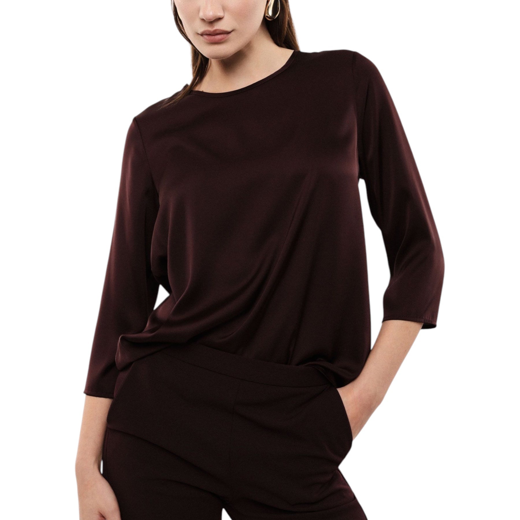 Blusa ampia con maniche tre quarti donna bordeaux imperial - camicie