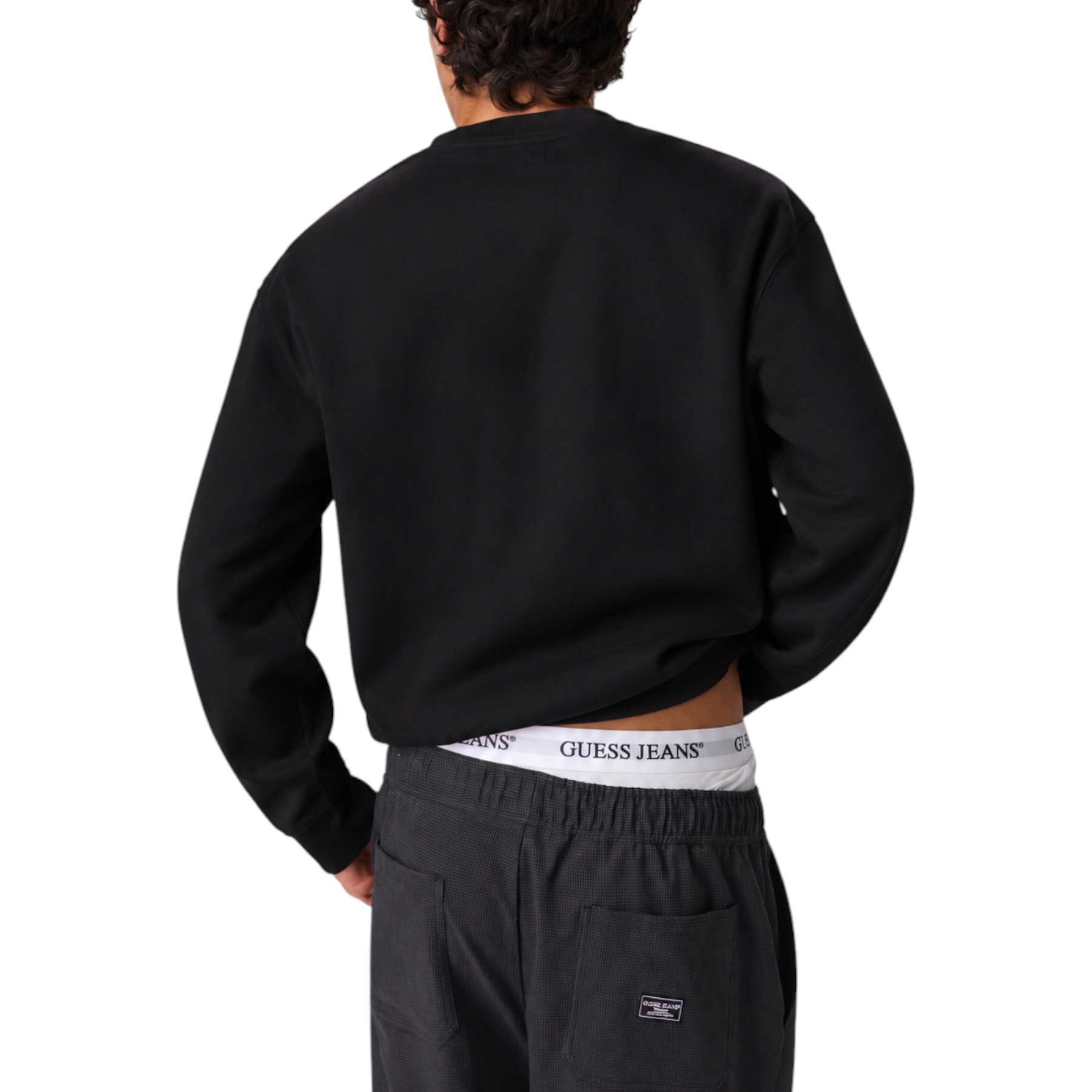 Felpa girocollo con logo uomo nero guess - felpe