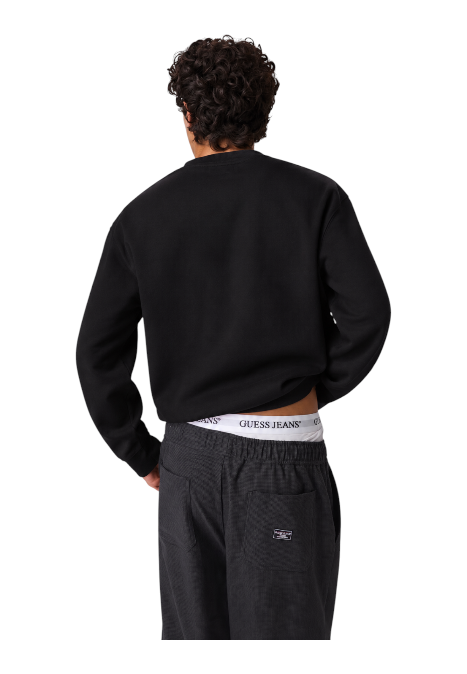 Felpa girocollo con logo uomo nero guess - felpe