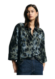 Camicia stampa maculata con maniche 3/4 Donna Multicolore PLEASE