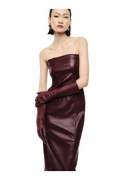 Abito midi senza spalline con scollo dritto donna bordeaux imperial - abiti