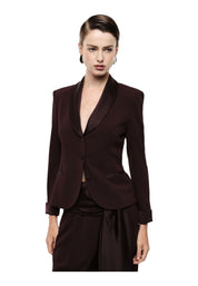 Blazer monopetto con revers a scialle e tasche donna bordeaux imperial
