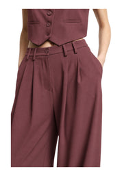 Pantaloni palazzo a vita alta con pinces Donna Bordeaux PLEASE
