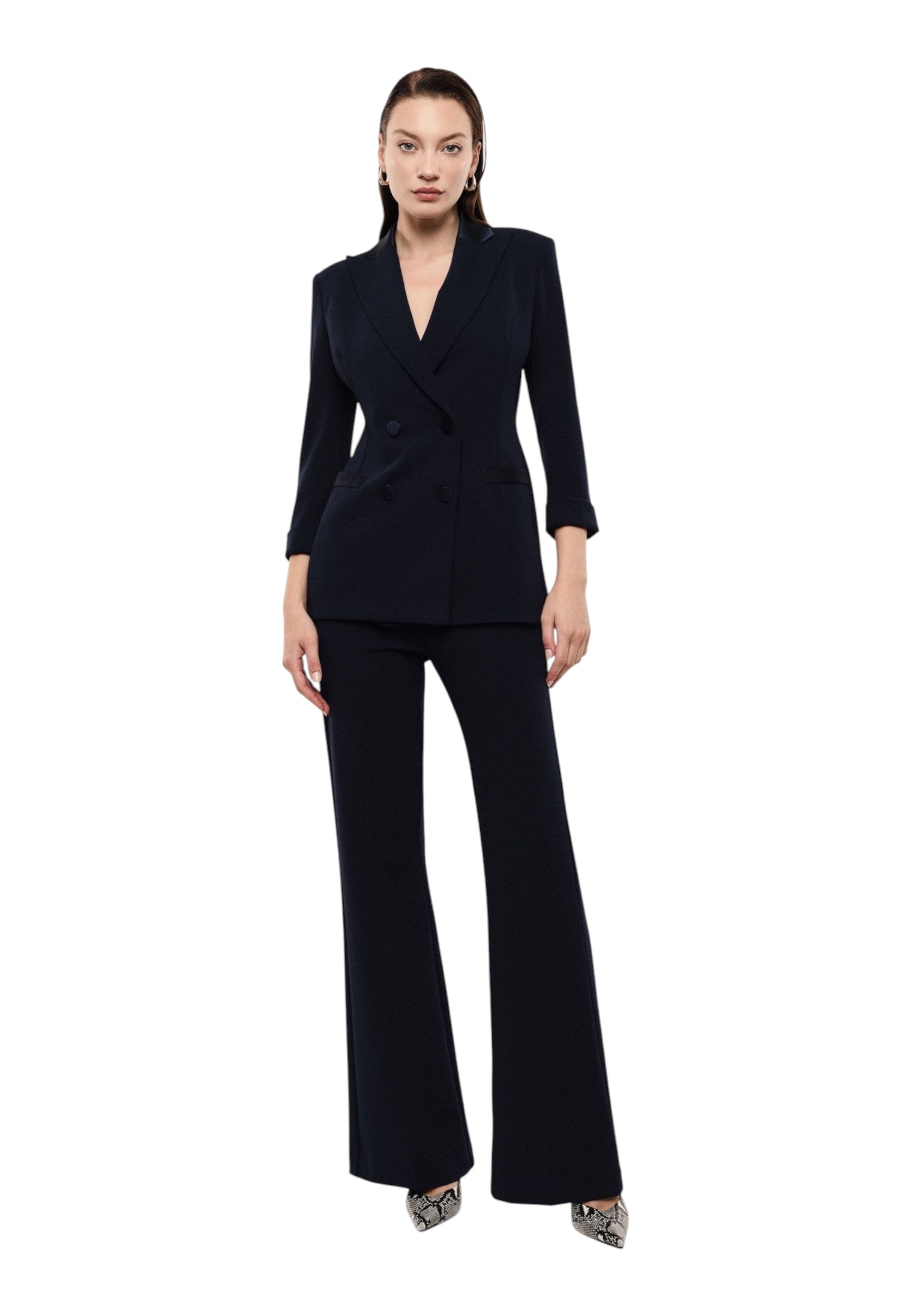 Blazer doppiopetto con maniche tre quarti donna blu imperial