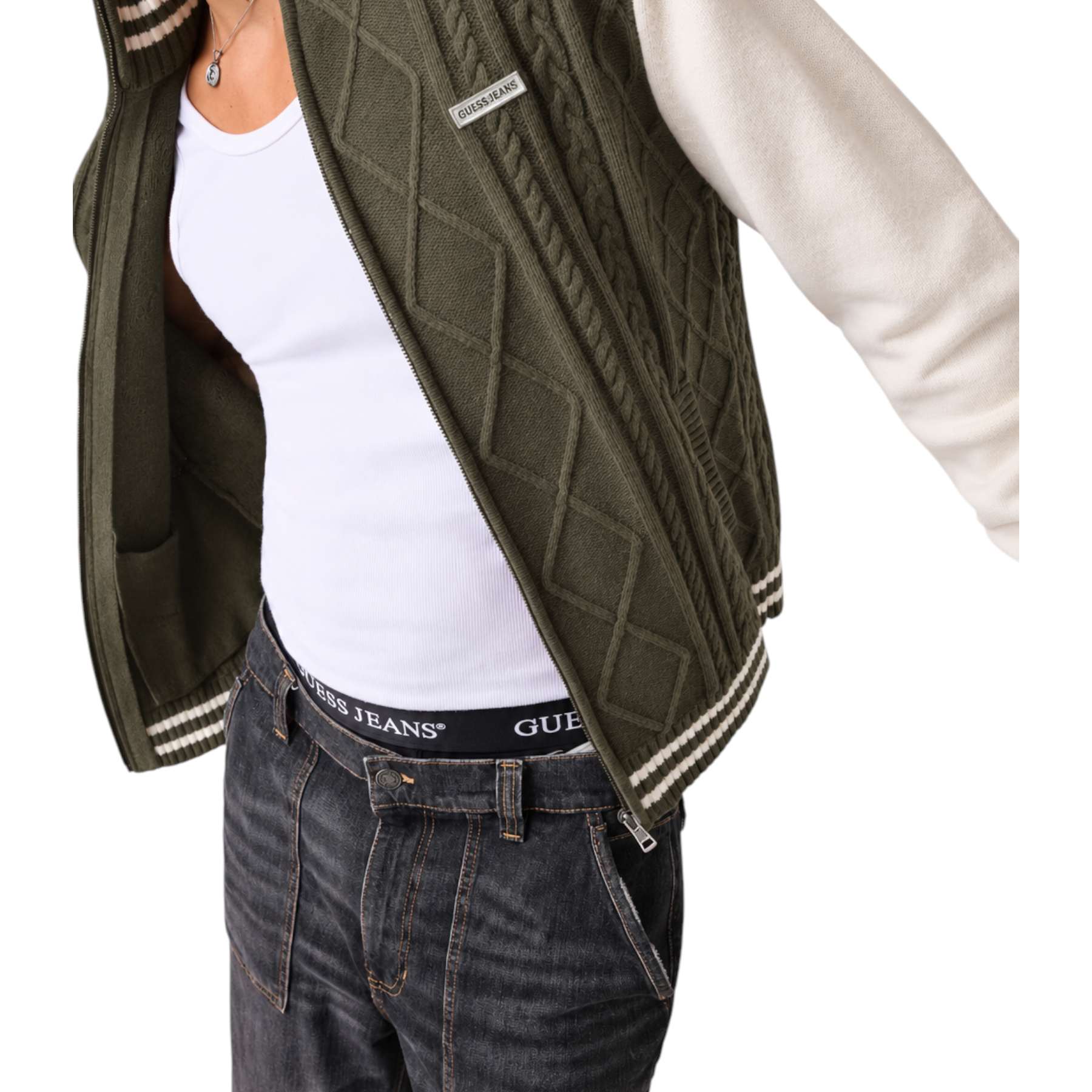 Maglione bomber uomo verde guess - maglie