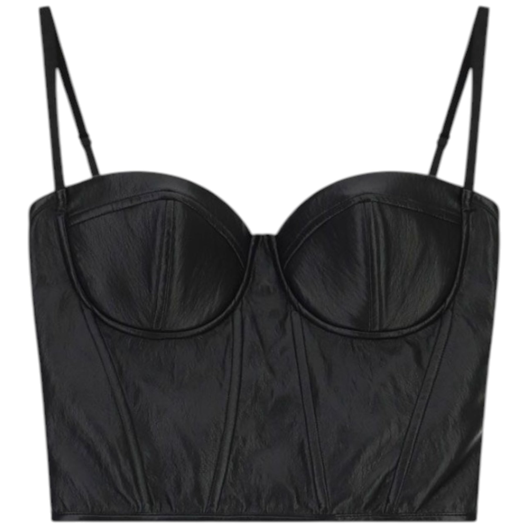 Top bustier con spalline e taglio strutturato donna nero imperial