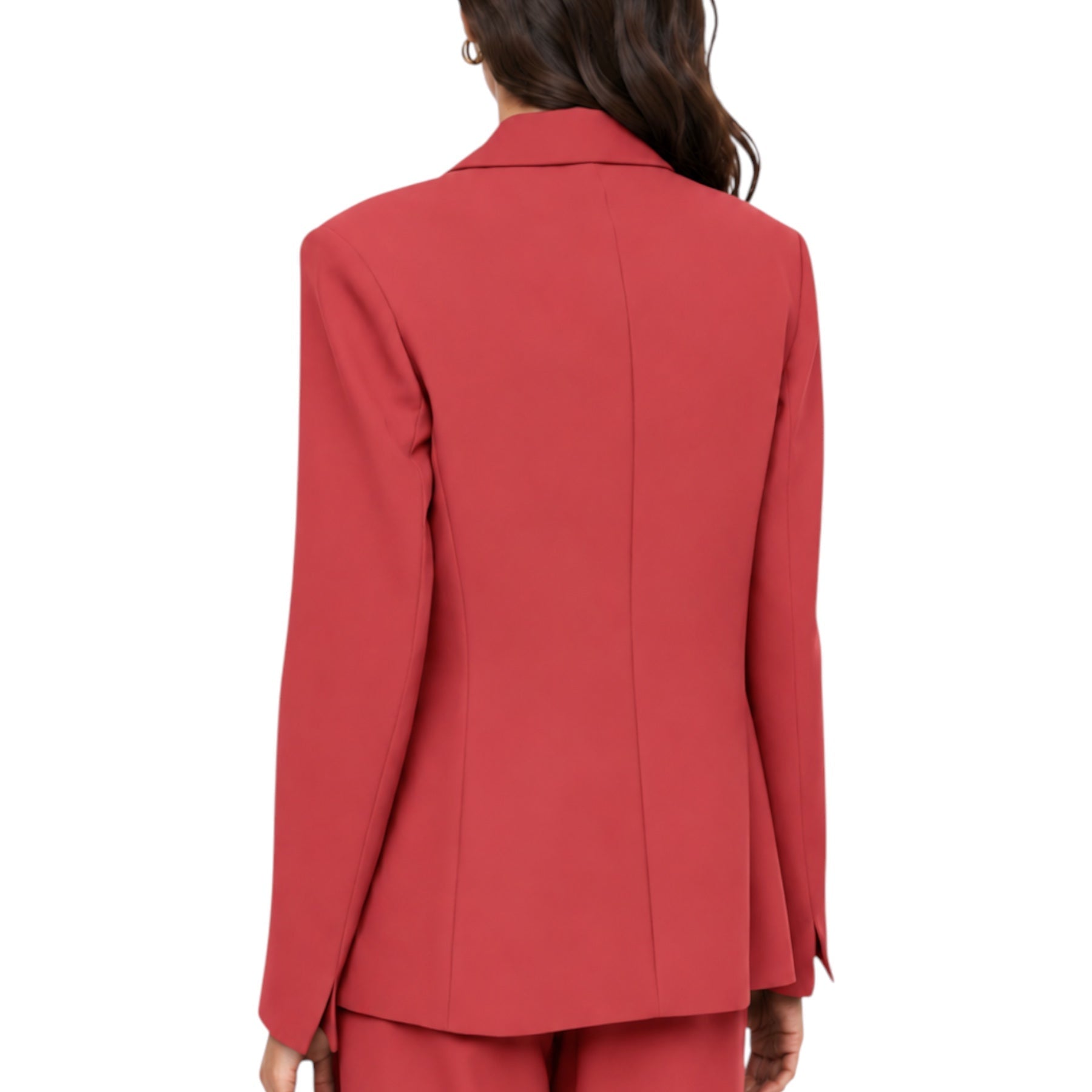 Blazer monopetto con tasche a patta laterali donna rosa imperial