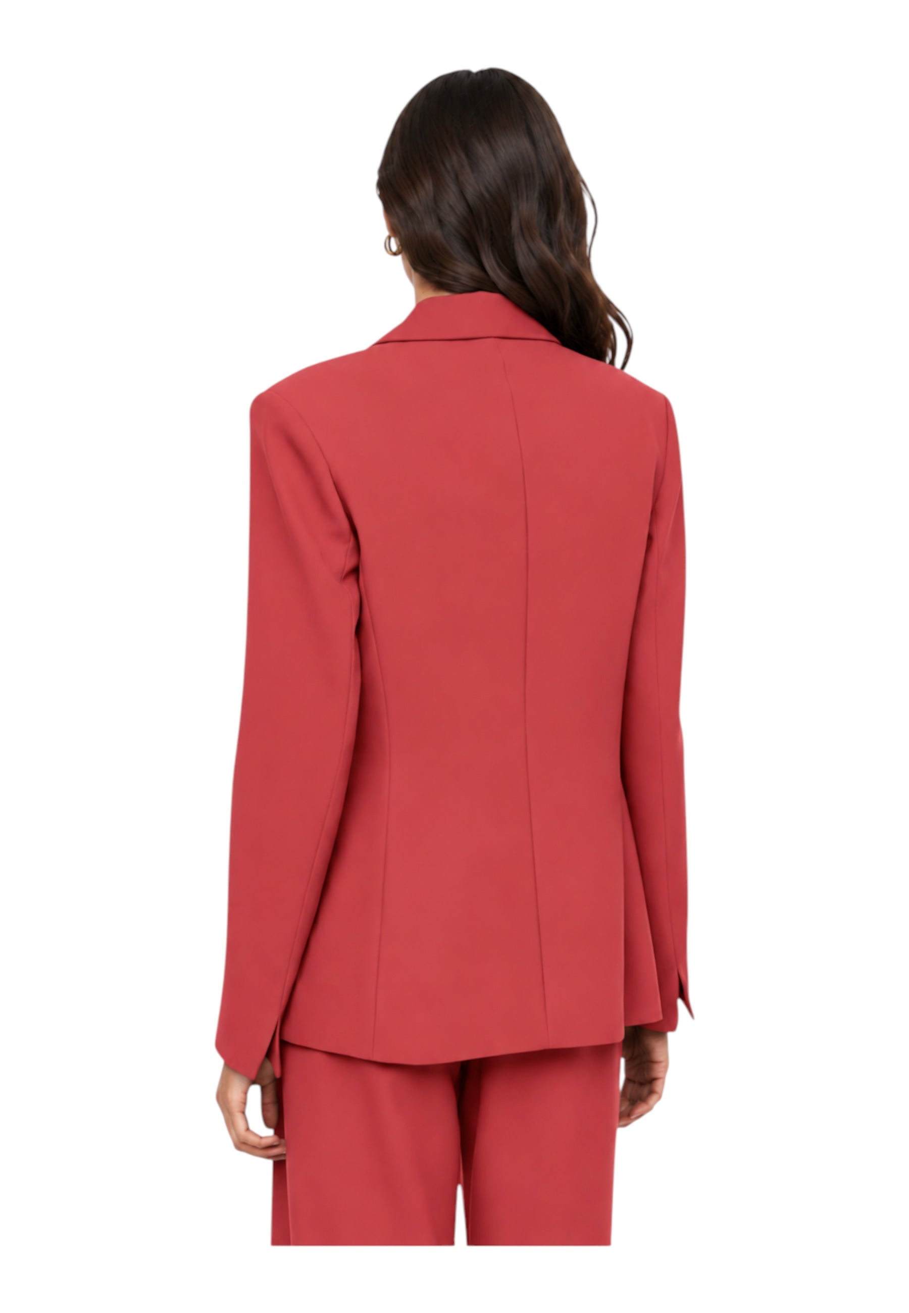 Blazer monopetto con tasche a patta laterali donna rosa imperial
