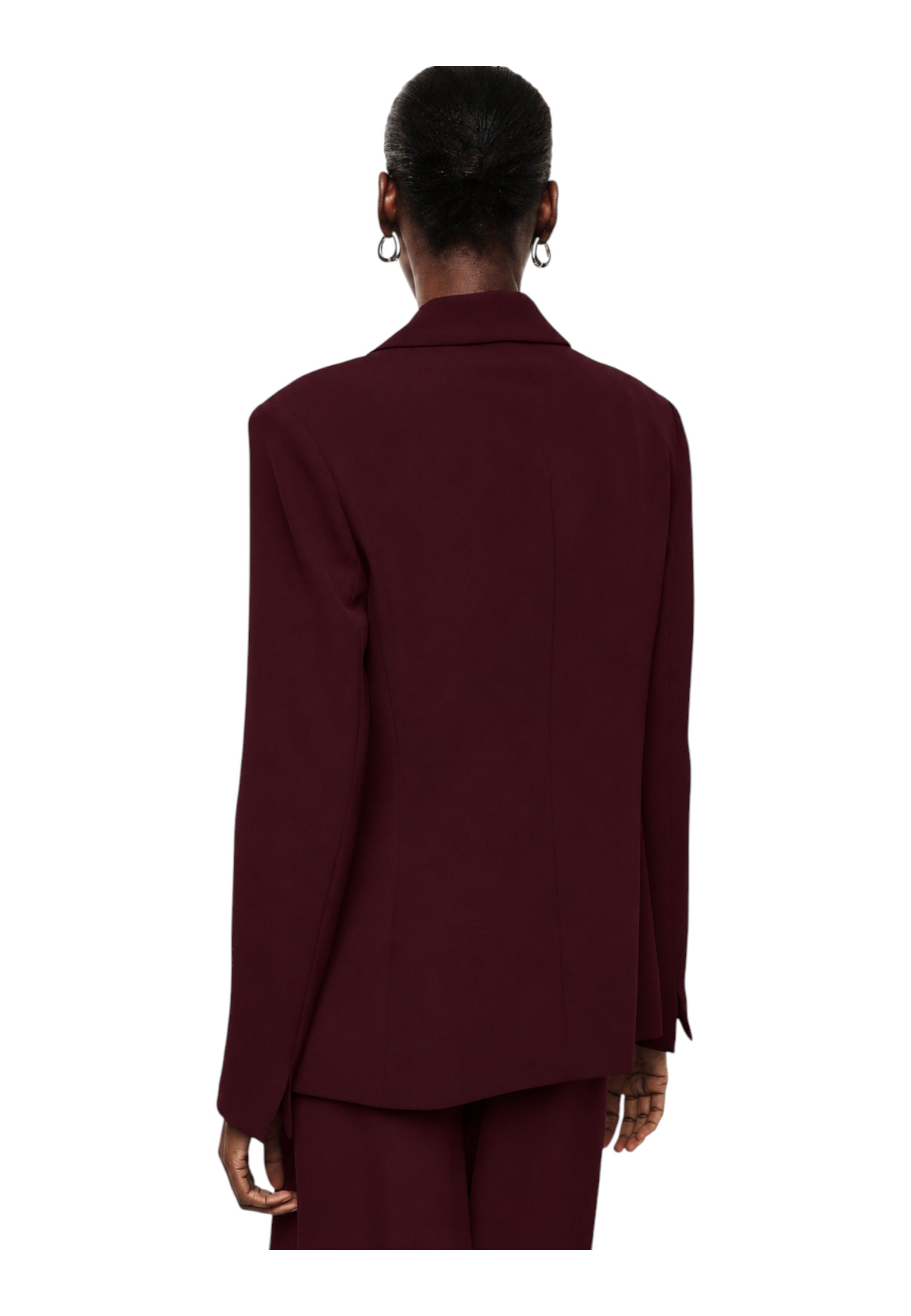 Blazer monopetto con tasche a patta laterali donna bordeaux imperial