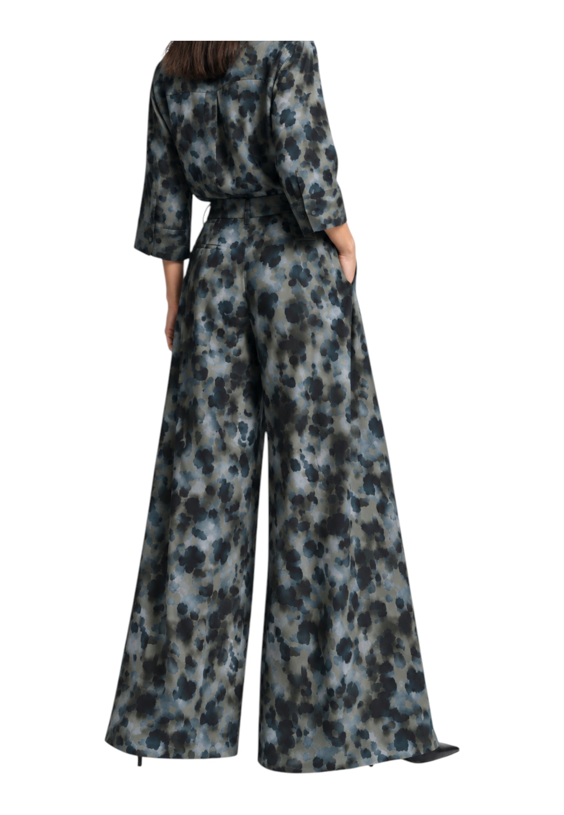 Pantaloni palazzo con pinces e vita alta Donna Multicolore PLEASE