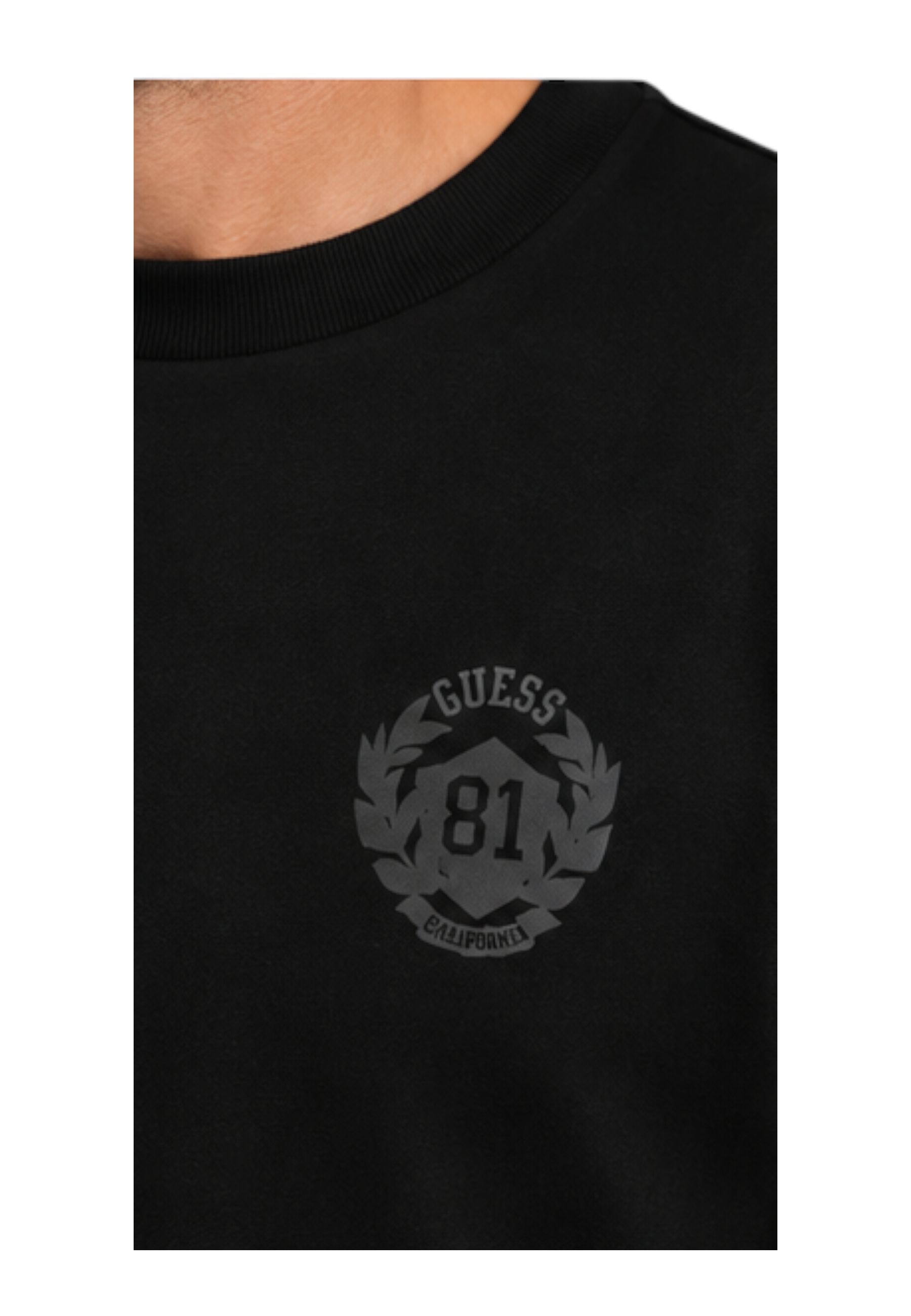 T-shirt manica lunga stampa retro uomo nero guess