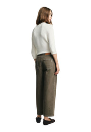 Jeans tapered cropped con piega Donna Verde PLEASE