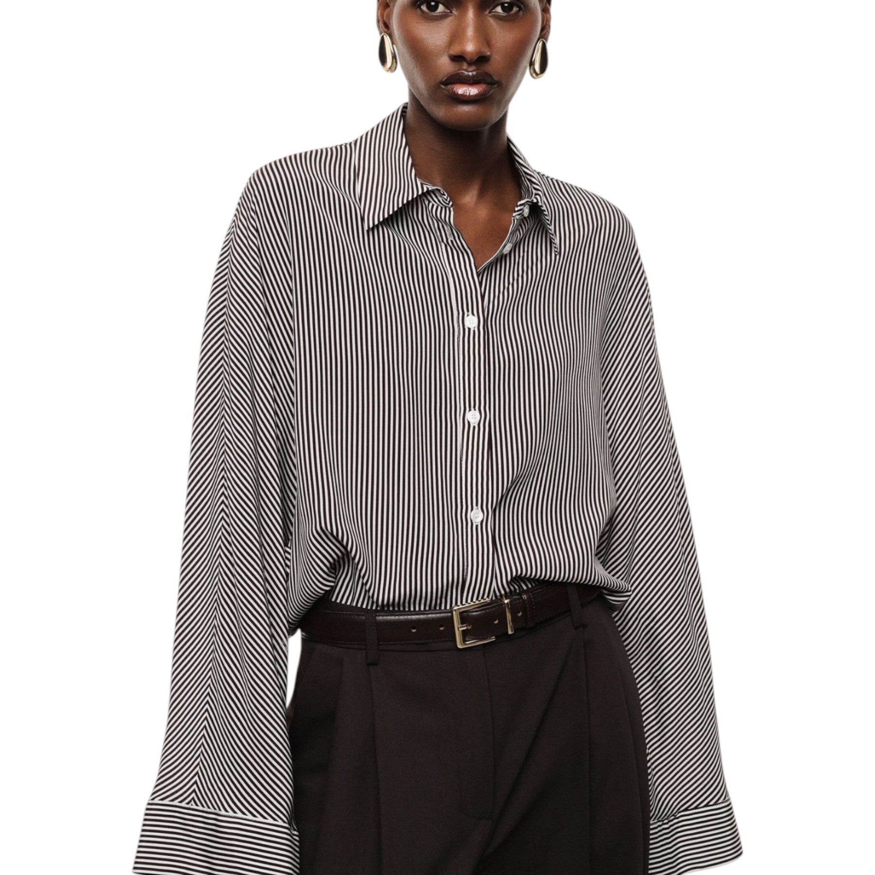 Camicia a righe regular-fit con maniche ampie donna bordeaux imperial - camicie