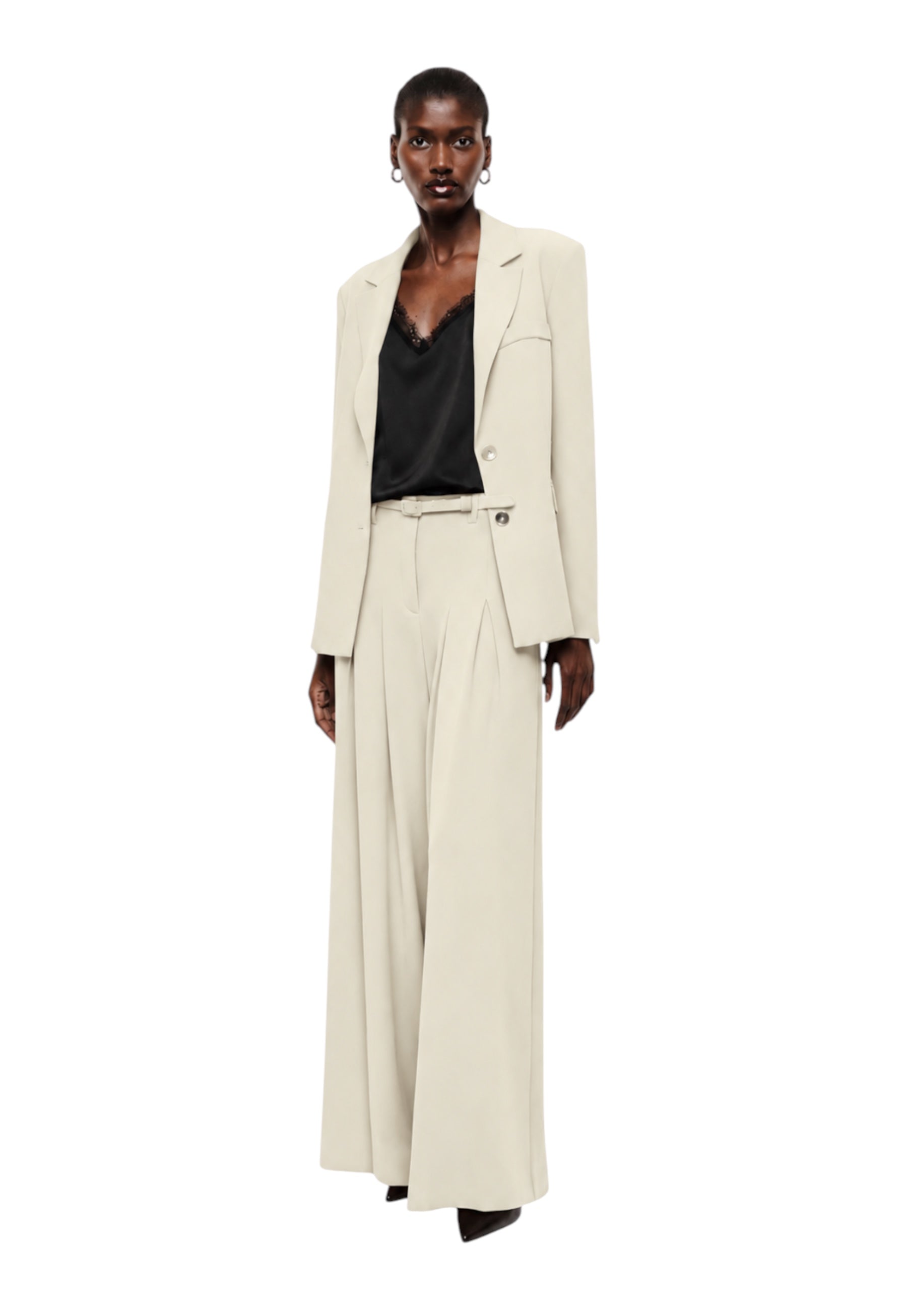 Blazer monopetto con tasche a patta laterali donna avorio imperial