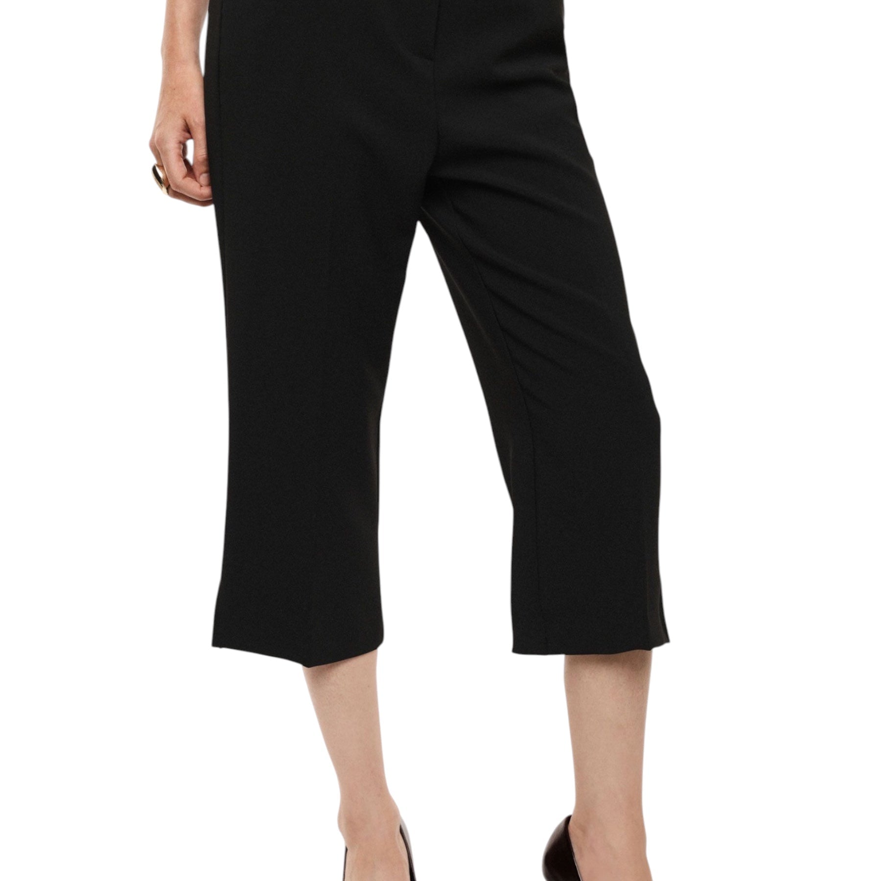 Pantaloni cropped vita alta linea ampia donna nero imperial