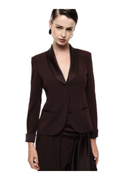 Blazer monopetto con revers a scialle e tasche donna bordeaux imperial