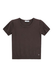 Top girocollo a costine Donna Marrone PLEASE