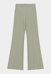 Pantaloni flare vita alta linea pulita donna verde imperial