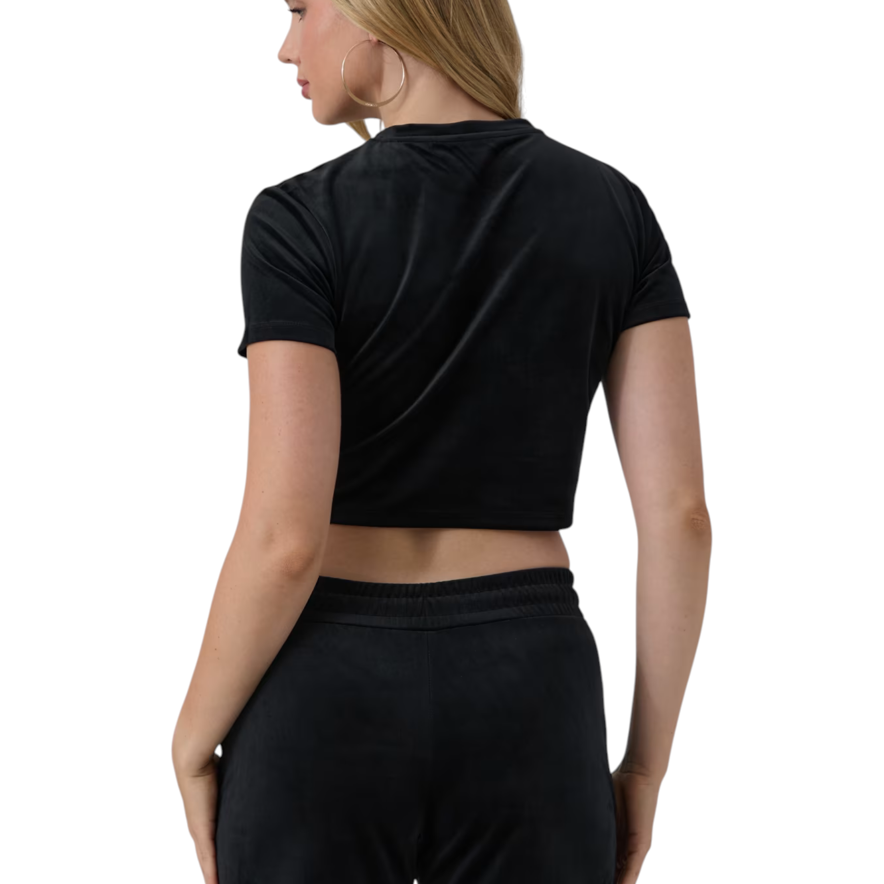 T-shirt in ciniglia con strass donna nero guess