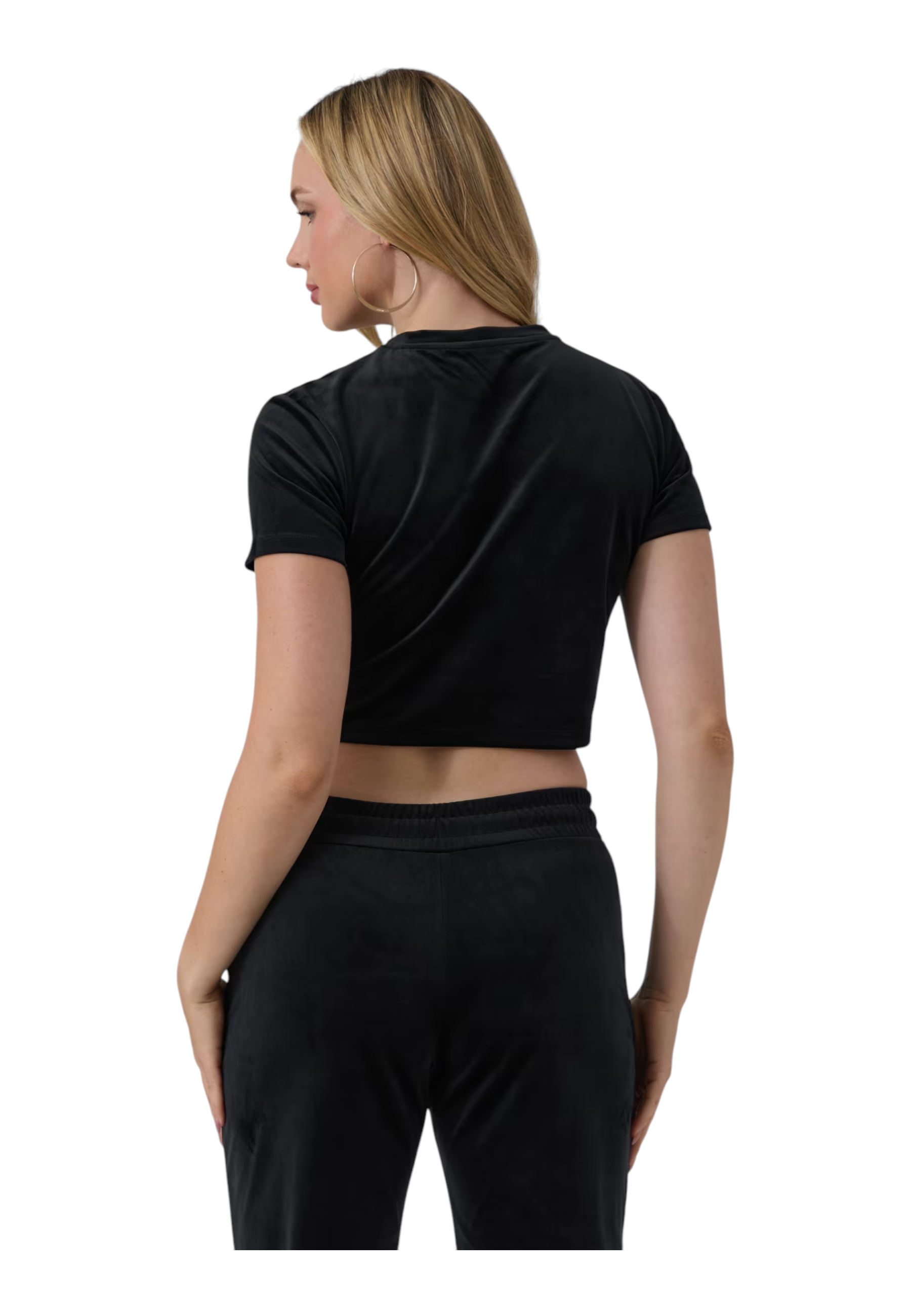 T-shirt in ciniglia con strass donna nero guess