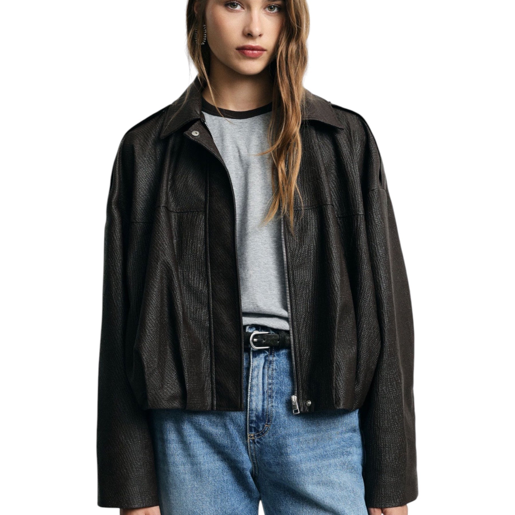 Giacca in ecopelle corta donna marrone please - giacche
