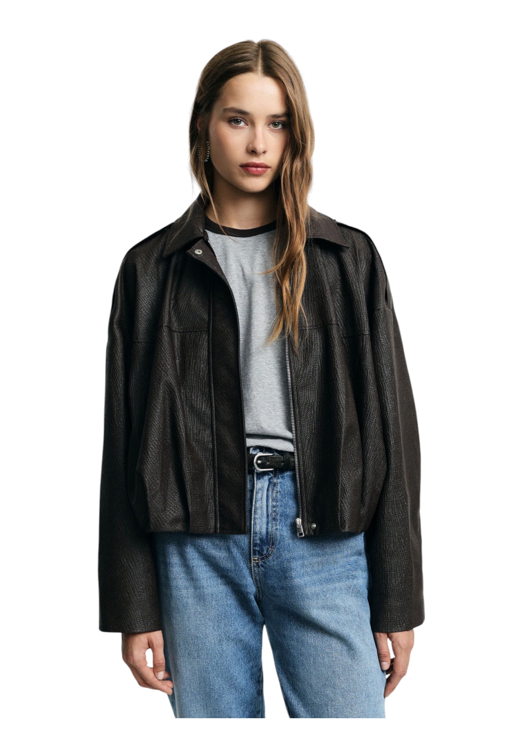 Giacca in ecopelle corta Donna Marrone PLEASE