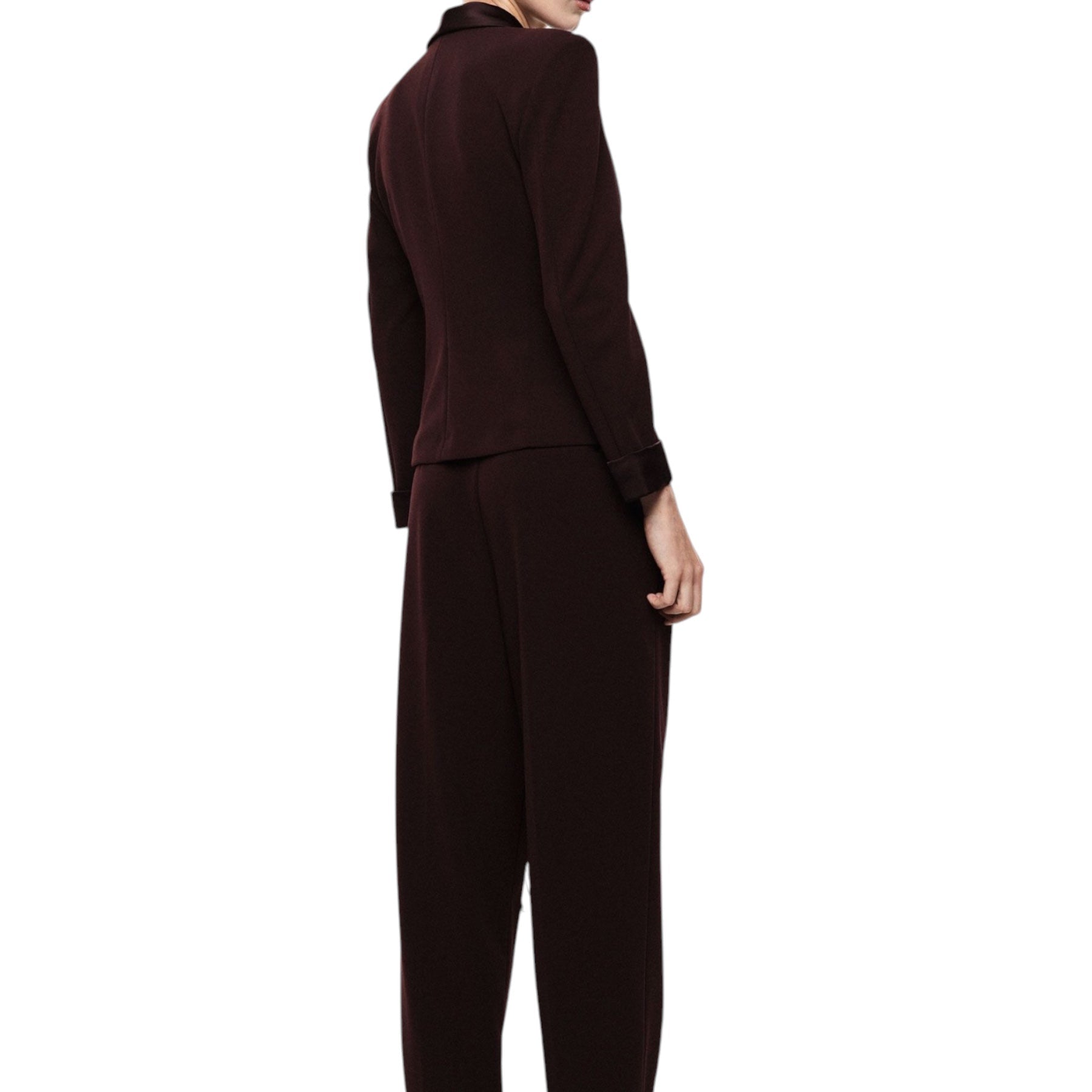 Pantaloni palazzo a vita alta con frange donna bordeaux imperial