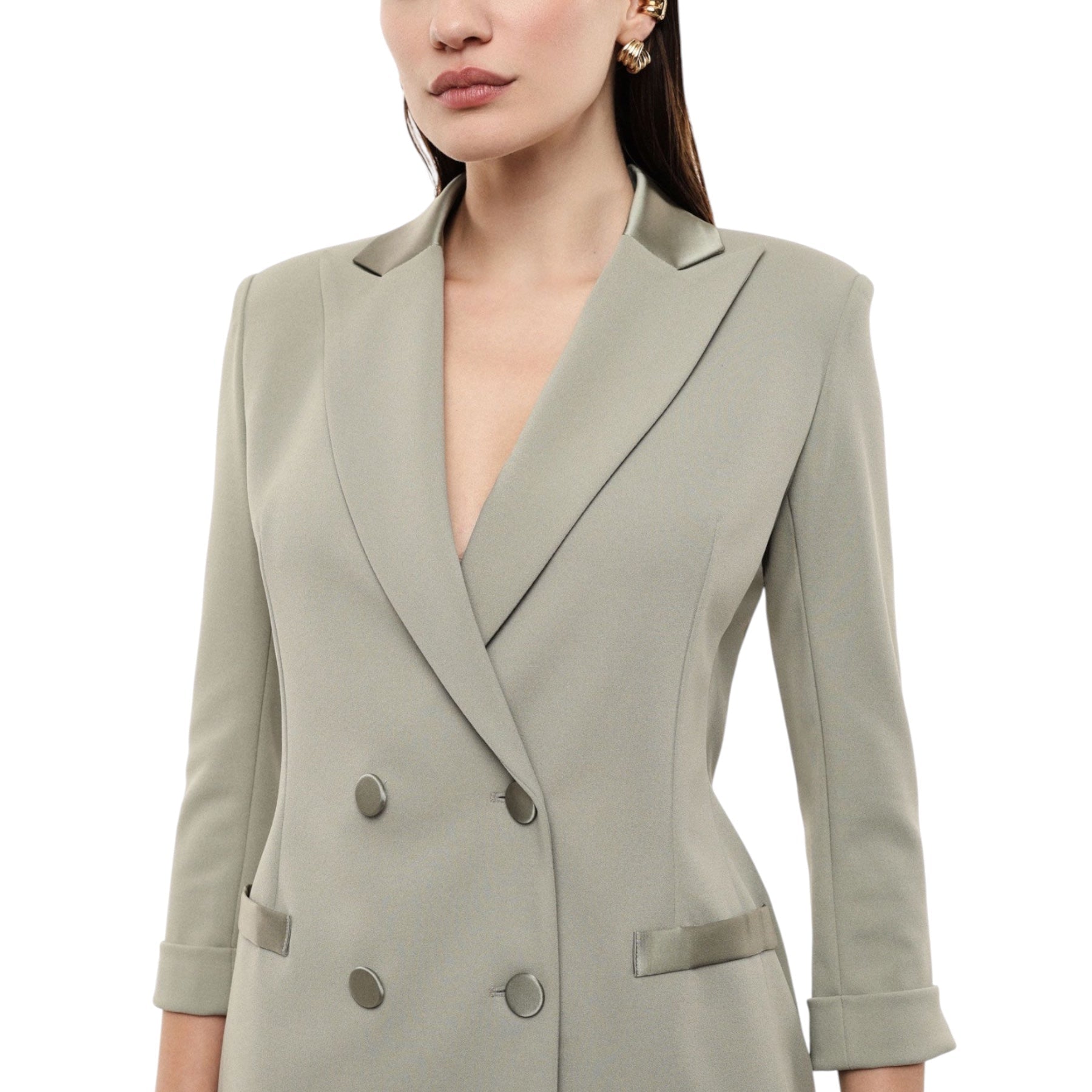 Blazer doppiopetto con maniche tre quarti donna verde imperial