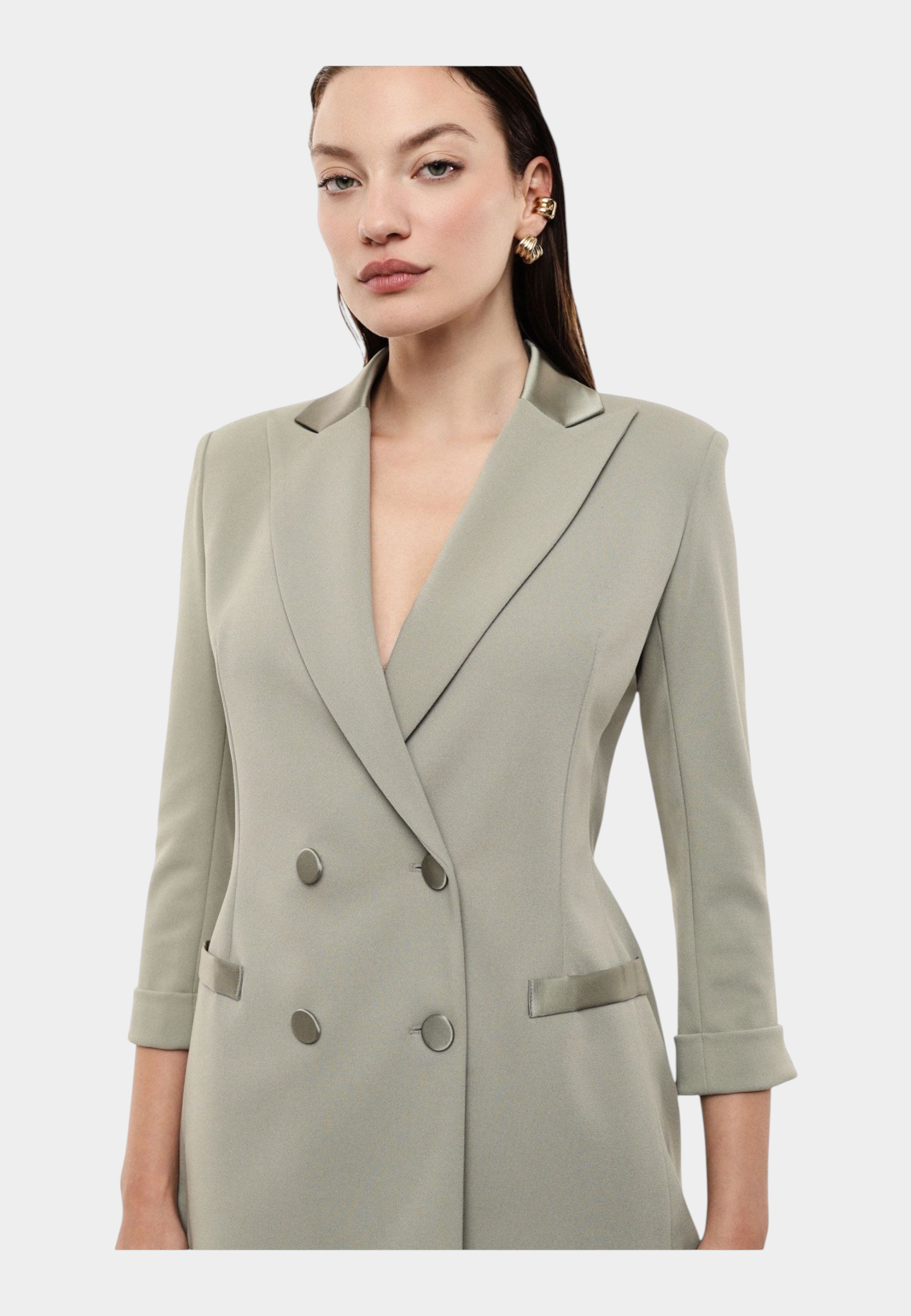 Blazer doppiopetto con maniche tre quarti donna verde imperial