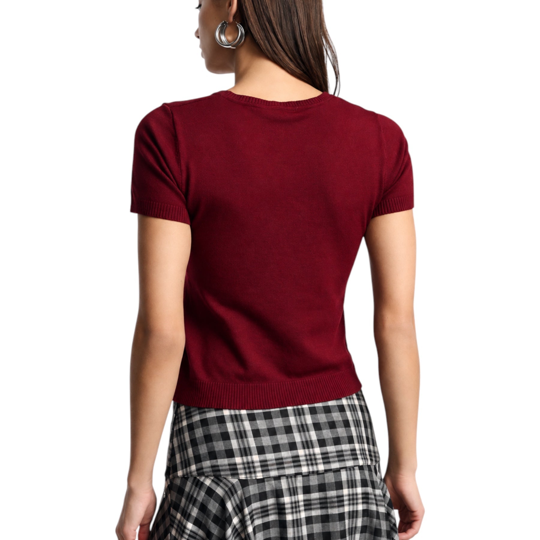 Top girocollo a costine donna rosso please