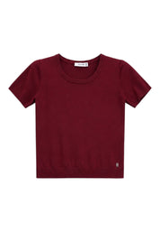 Top girocollo a costine Donna Rosso PLEASE
