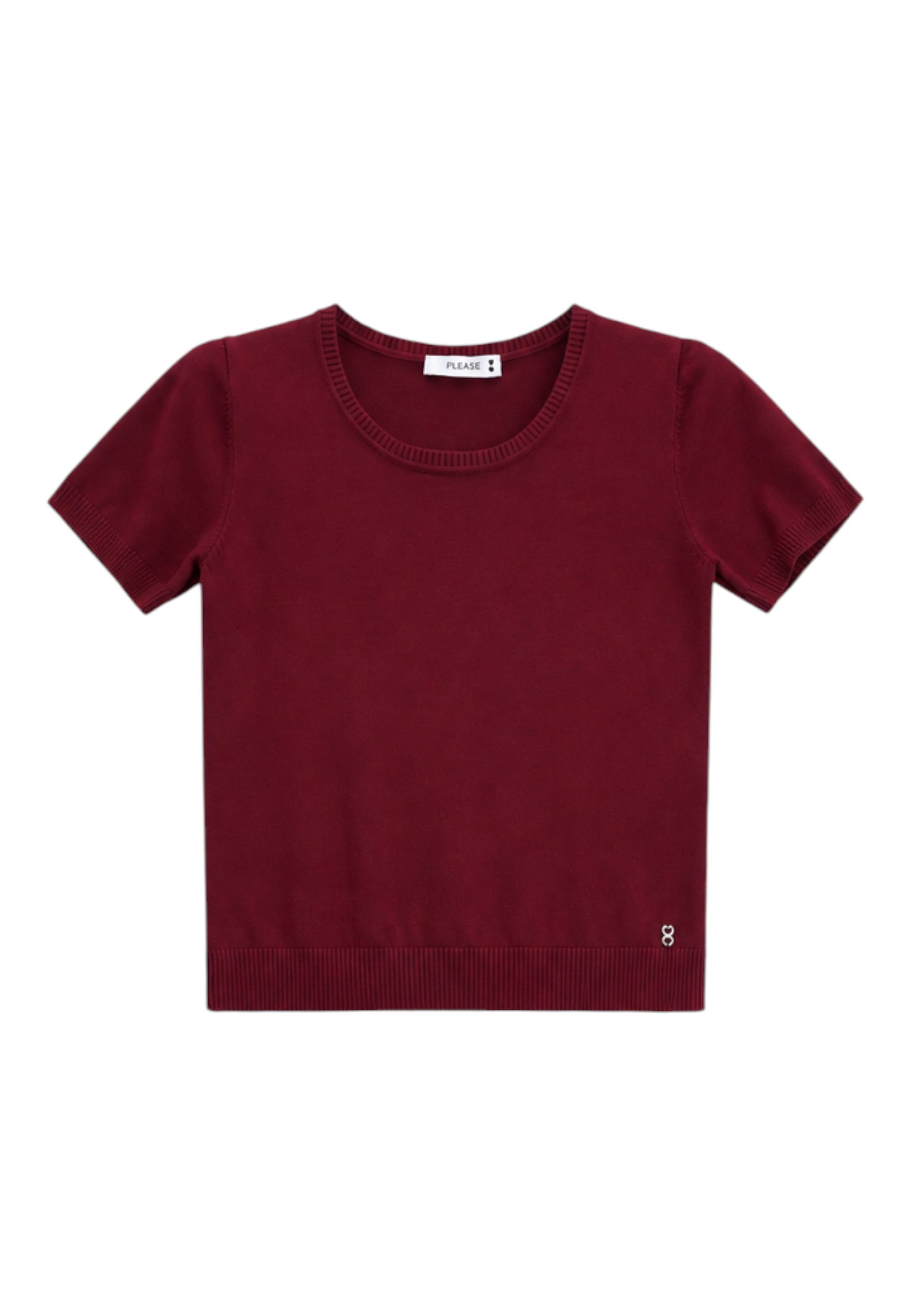 Top girocollo a costine Donna Rosso PLEASE
