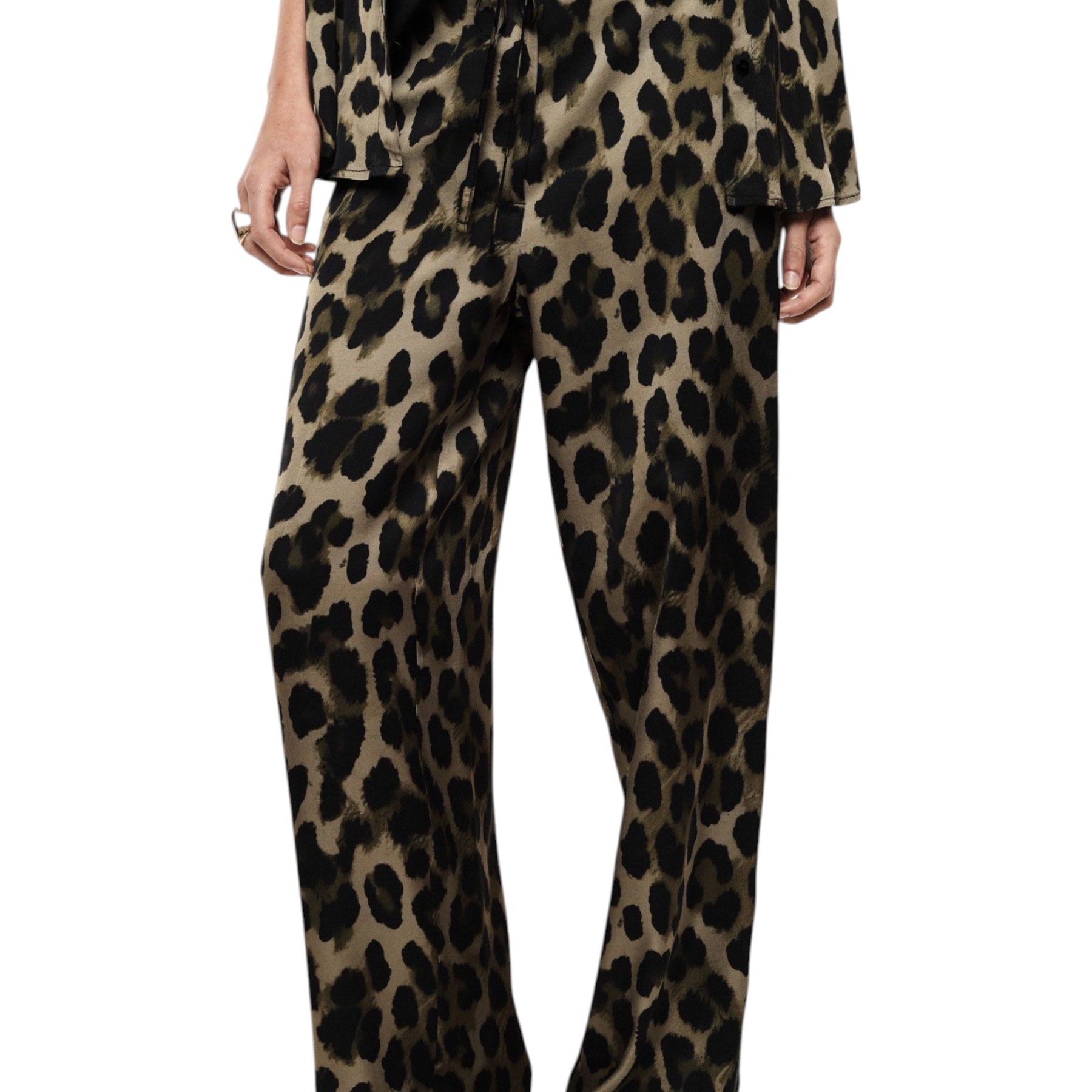Pantaloni palazzo animalier vita alta donna multicolore imperial