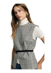 Gilet scozzese con cintura sottile e zip Donna Grigio PLEASE