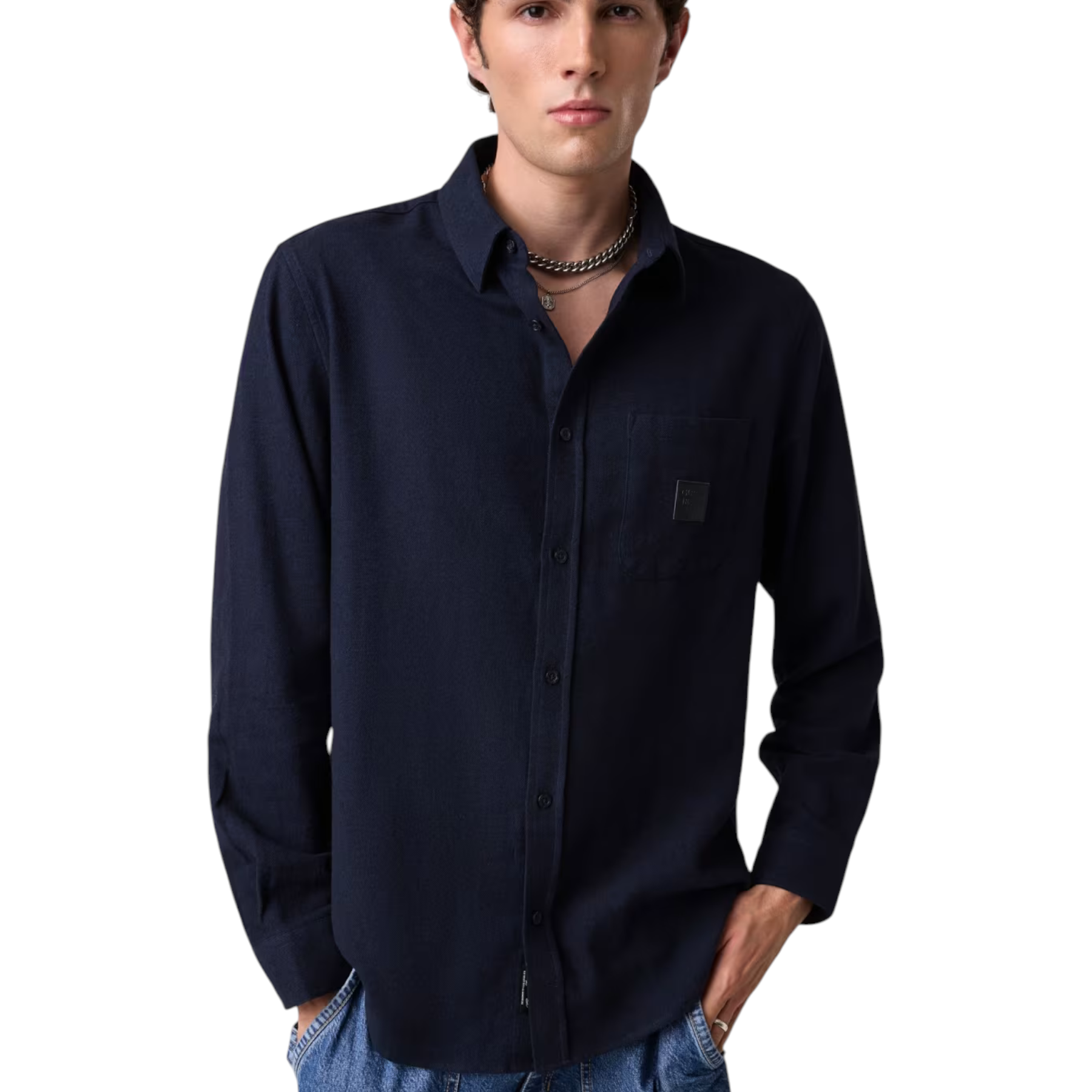 Camicia in flanella uomo blu guess - camicie