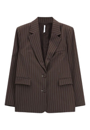 Blazer gessato regular-fit con tasche a filetto donna marrone imperial