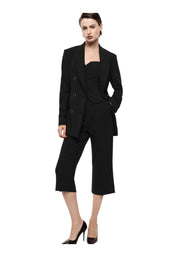 Blazer doppiopetto con tasche a pattina donna nero imperial