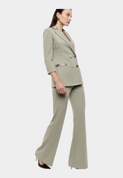 Pantaloni flare vita alta linea pulita donna verde imperial