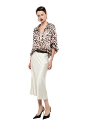 Gonna midi a vita alta con linea svasata donna avorio imperial - gonne