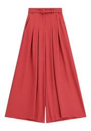 Pantaloni palazzo a vita alta con pinces e cintura donna rosa imperial