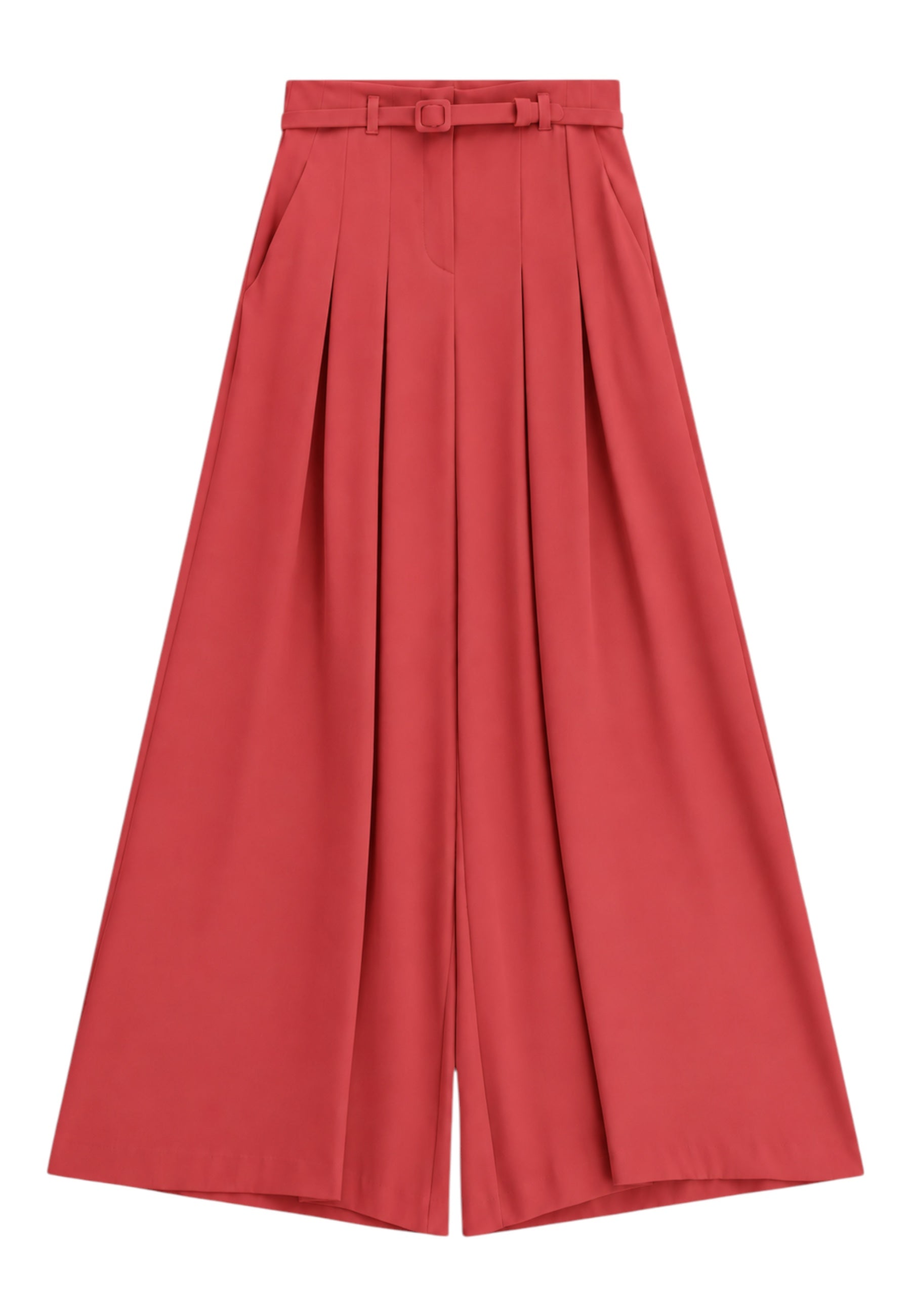Pantaloni palazzo a vita alta con pinces e cintura donna rosa imperial