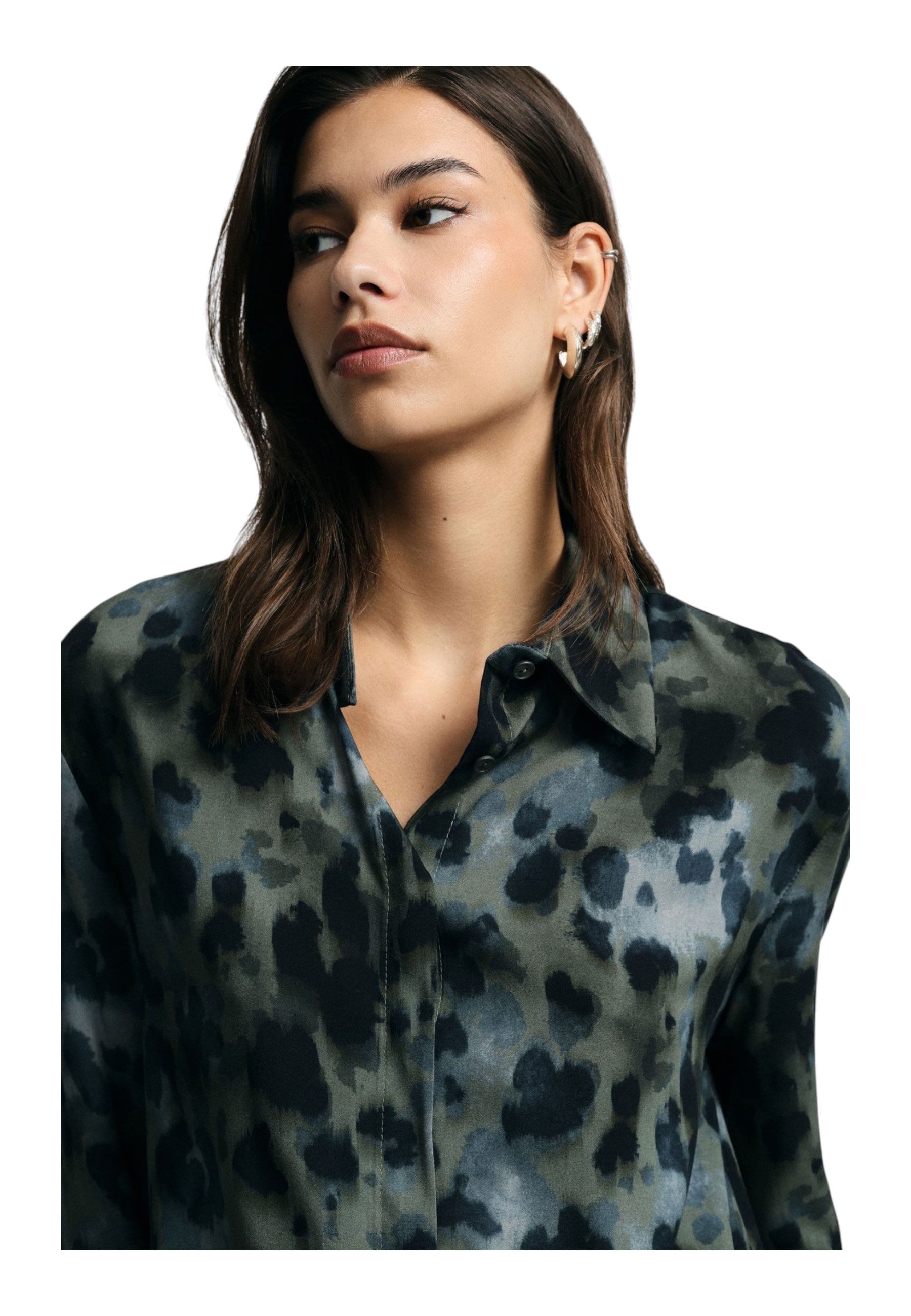 Camicia stampa maculata con maniche 3/4 Donna Multicolore PLEASE