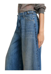 Jeans a gamba ampia con fondo sfrangiato Donna Blu PLEASE